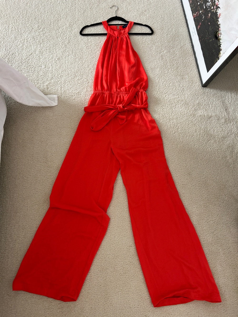 Tommy Hilfiger Coral Halter Wide-Leg Jumpsuit with Tie Waist